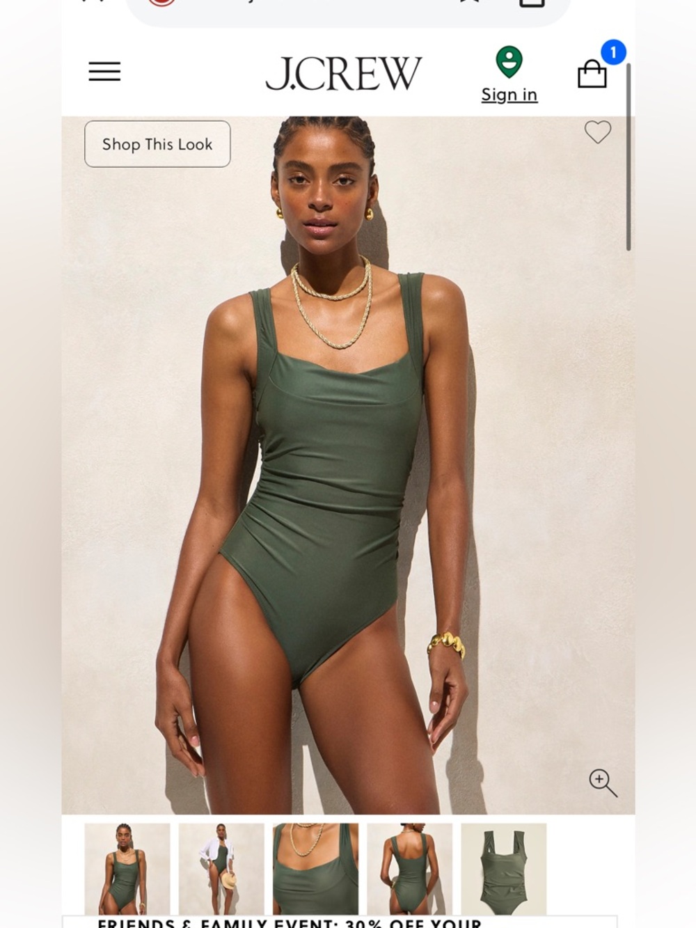 Jcrew Nia ruched squareneck one-piece